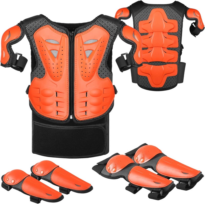JUSTDOLIFE Youth Dirt Bike Gear, 5 PCS Motorcycle Armbor Protection Jacket, Kids Motorcycle Armor with Knee Pads Elbow Pads Chest Protector Racing for Outdoor Sports - Image 1